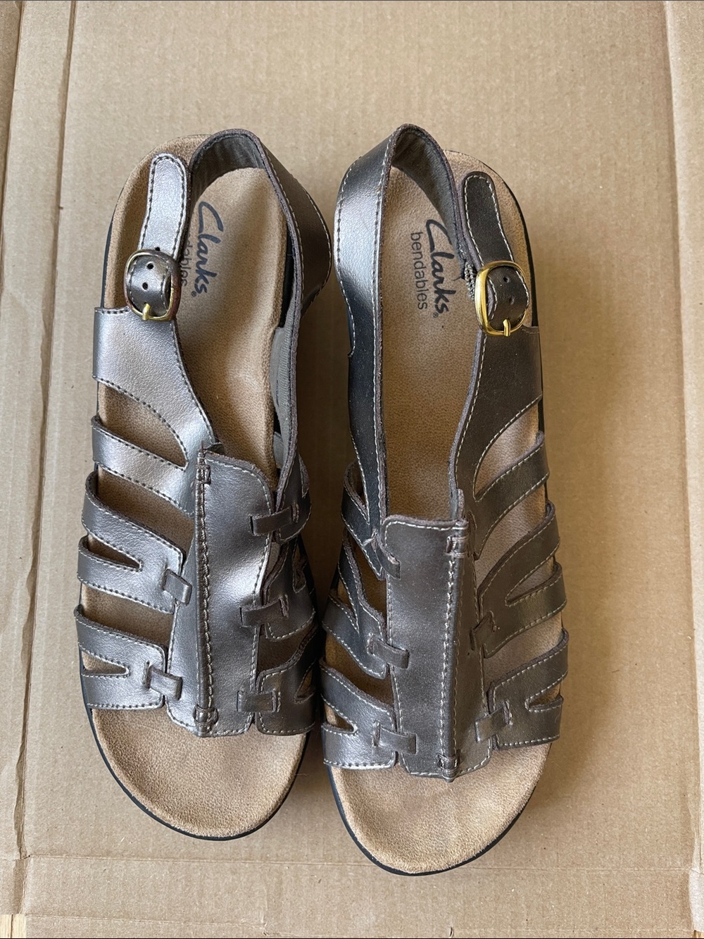 Clarks Metallic Brown Strappy Slingback Sandals with Buckle